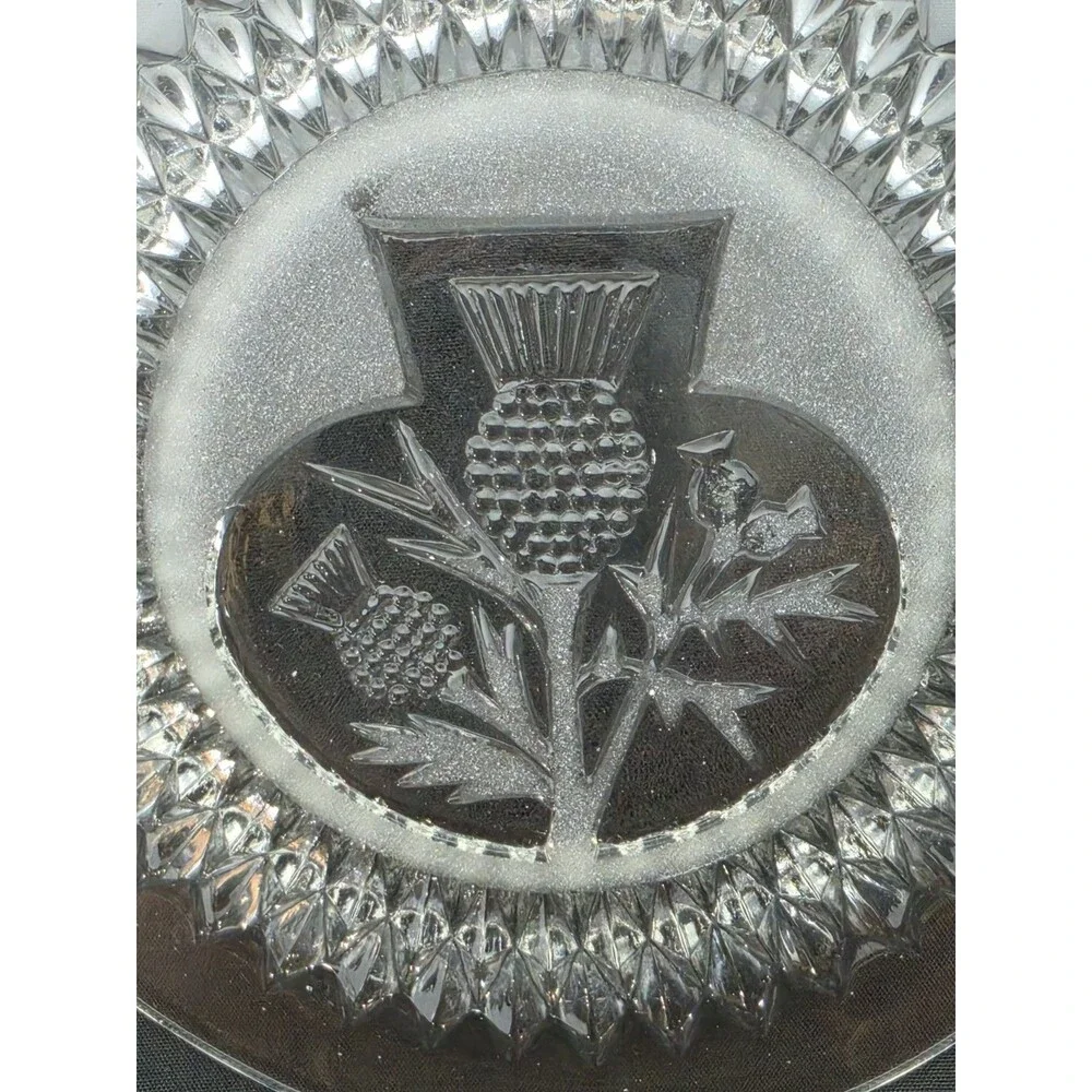 Vintage Davidson Glass 727T 6in Flat Thistle Plate Clear Pressed Flint Glass1928